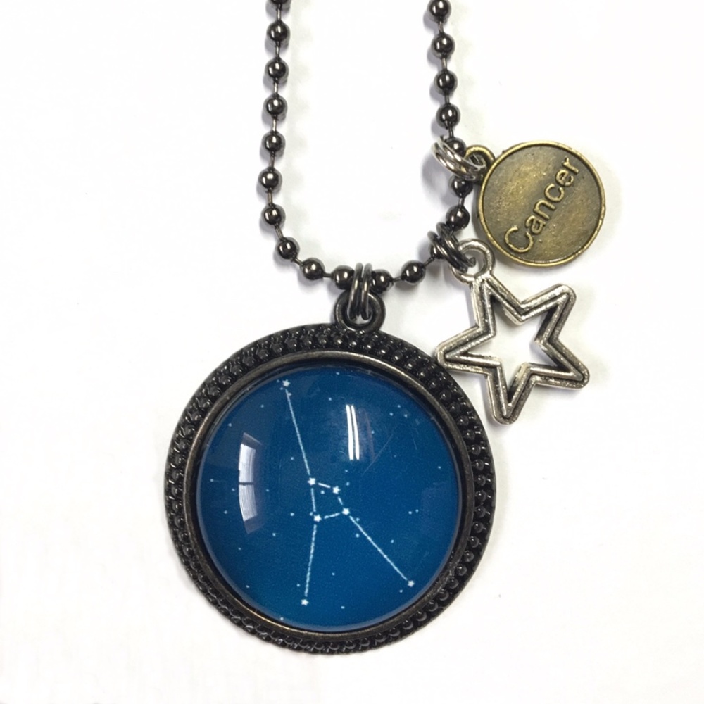 🆕 Cancer Constellation Zodiac Necklace Hand …